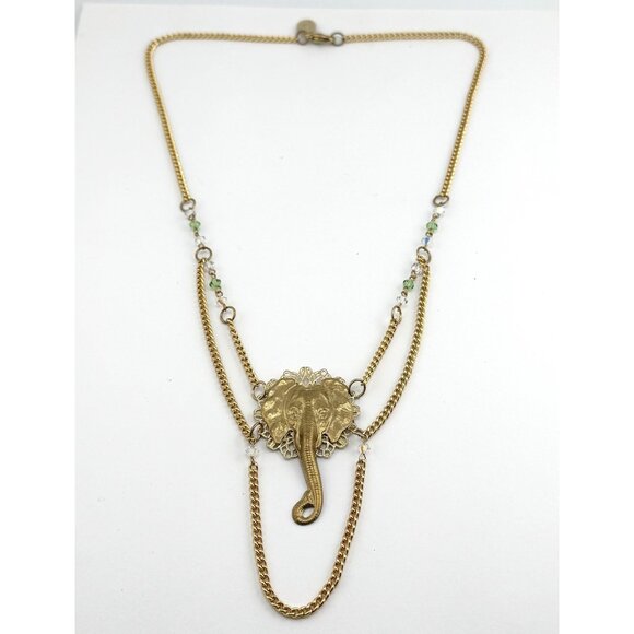 Vintage crystal filigree elephant chain necklace - Picture 1 of 5